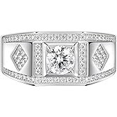 SweetJew Mens Moissanite Wedding Band 925 Sterling Silver D Color VVS1 With 83 Round Cut 5A Cubic Zirconia Gifts for Him Size 7-14