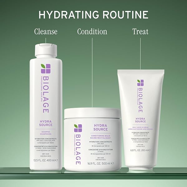 BIOLAGE HYDRA SOURCE SHAMPOO – SOFTENS, MOISTURIZES & ADDS SHINE, FOR DRY HAIR, INFUSED WITH MICRO-FILTERED ALOE VERA & FERMENTED HYALURONIC ACID, VEGAN & PARABEN-FREE, 13.5 FL OZ