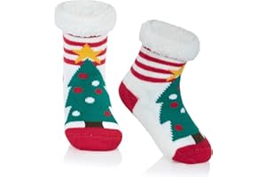 Zando Kids Fuzzy Christmas Socks Non Slip Girls Boys Toddler Slipper Socks with Grips Warm Winter Fluffy Cozy Socks
