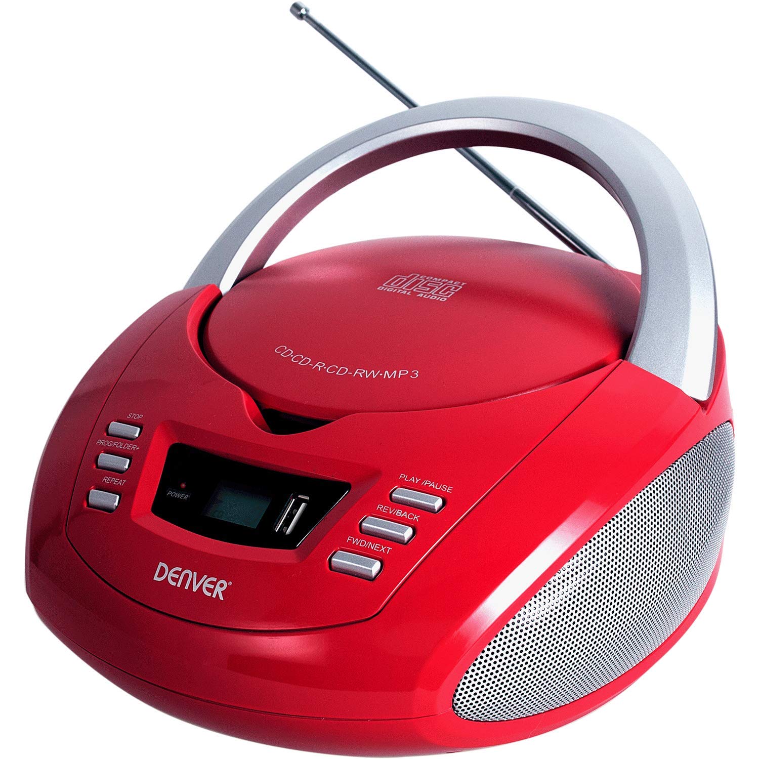 Denver Electronics TCU211RED CD player Personal CD player Red, Silver CD Players (2 W, FM