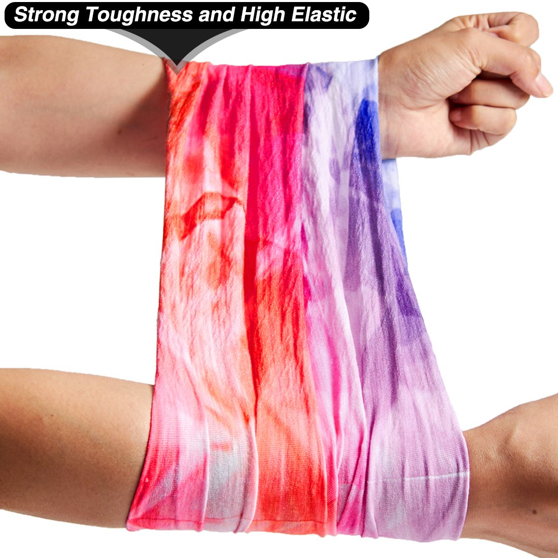 TUONROAD Womens Printed Colorful Neon Orange Purple Blue Stretchy Seamless Magic Headband Scarf for Cancer Patients Mens Sun Protection Fishing Tube Sun Mask for Running Skiing Riding Hunting Hiking