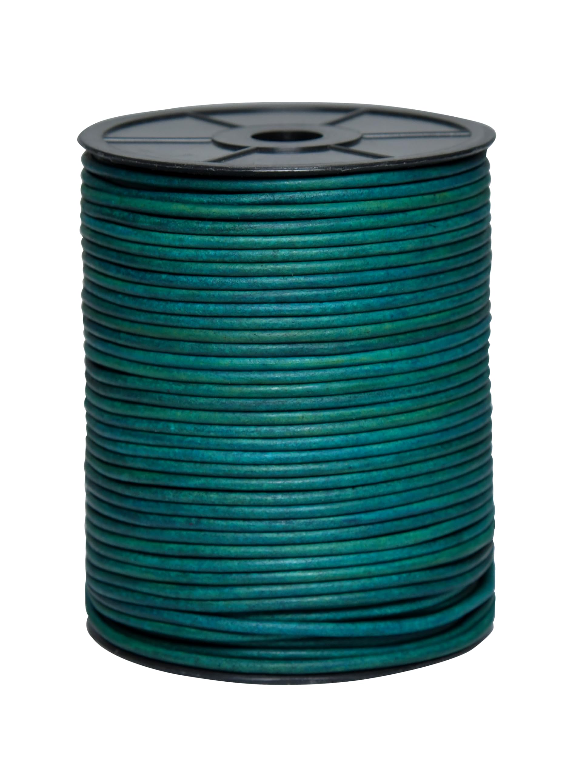 Cords Essentials Round Genuine Leather String Cord, Rope for Jewelry Making, Necklaces, Bracelets, Kumihimo Braiding, Wraps, Crafts and Hobby Projects (Distressed Midnight Green, 3.0 MM) — image 1