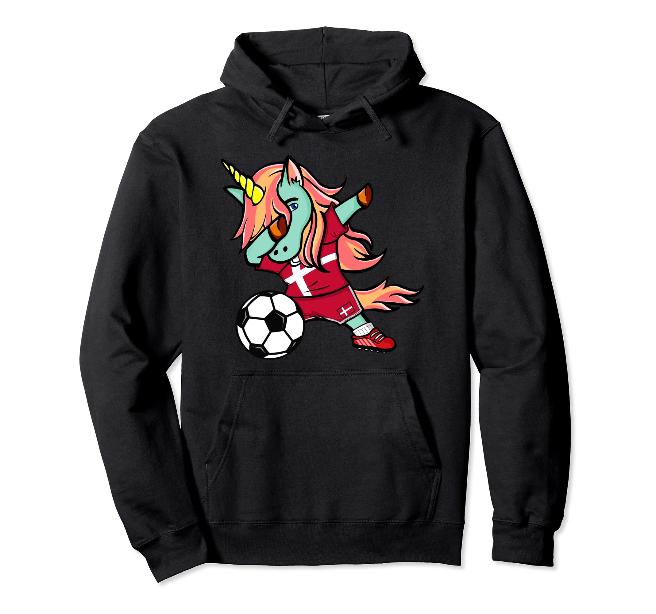 Dabbing Unicorn Denmark Soccer Fans Jersey Danish Football Pullover Hoodie