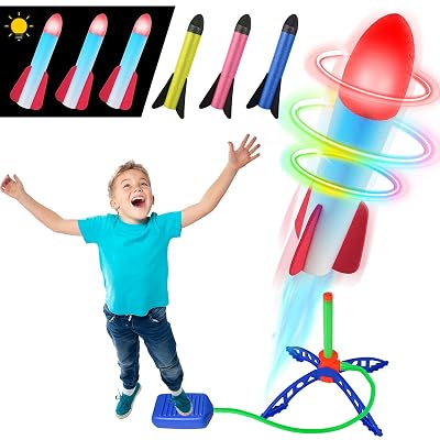 Toys Rocket Toy Sets, Outdoor Rocket Toys with 6 Foam Rockets for Kids 3 4 5 6 Year Old, Outside Paly Games Toys for Kids, Gift Outdoor Garden Toys
