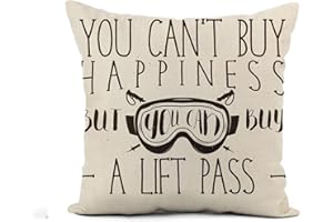 TOPYEE Flax Throw Pillow Cover Winter Inspiration Motivational Ski Sign Sports Fun and Entertainment 18×18 Inches Pillowcase 