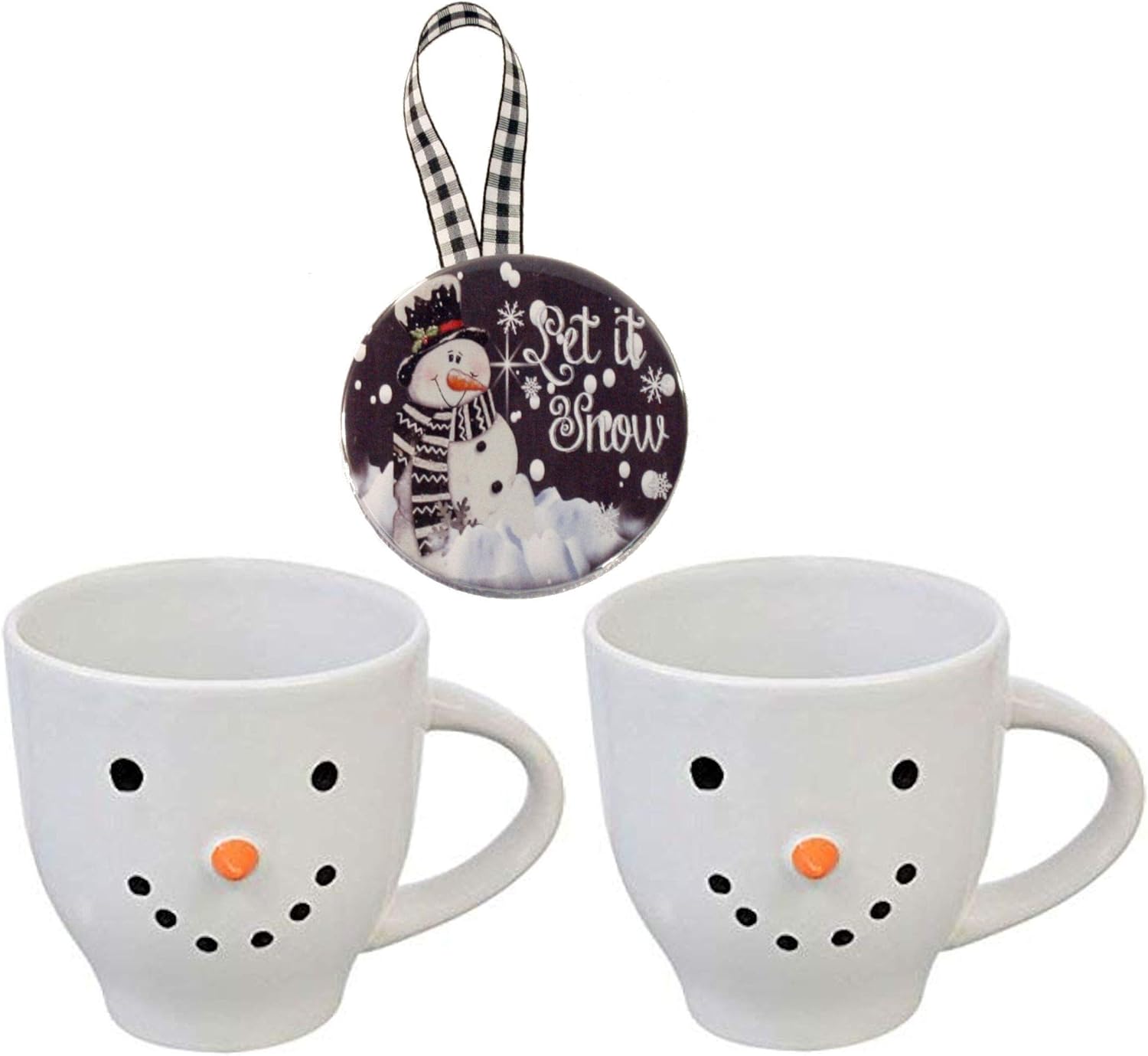 Coffee Cup Snowman Mugs Oversize Large 20 ounce Set of 2 and Coordinating Christmas