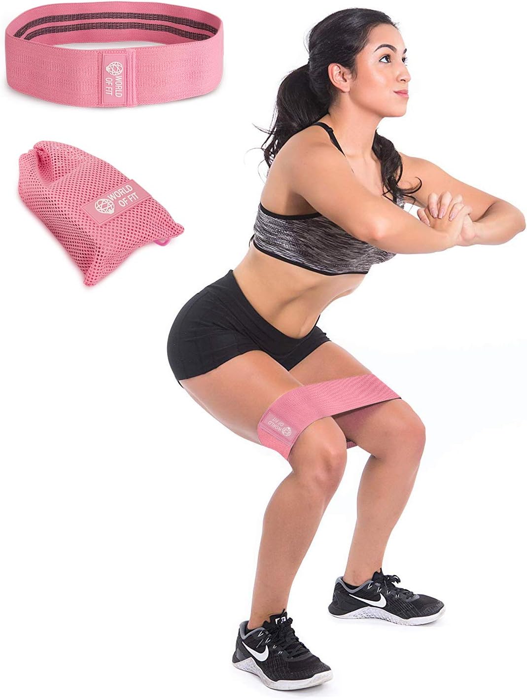 World of Fit Hip Resistance Bands - Professional Elastic Booty Band and Non Slip Workout Bands for Exercise - Comfortable Booty Bands for Women