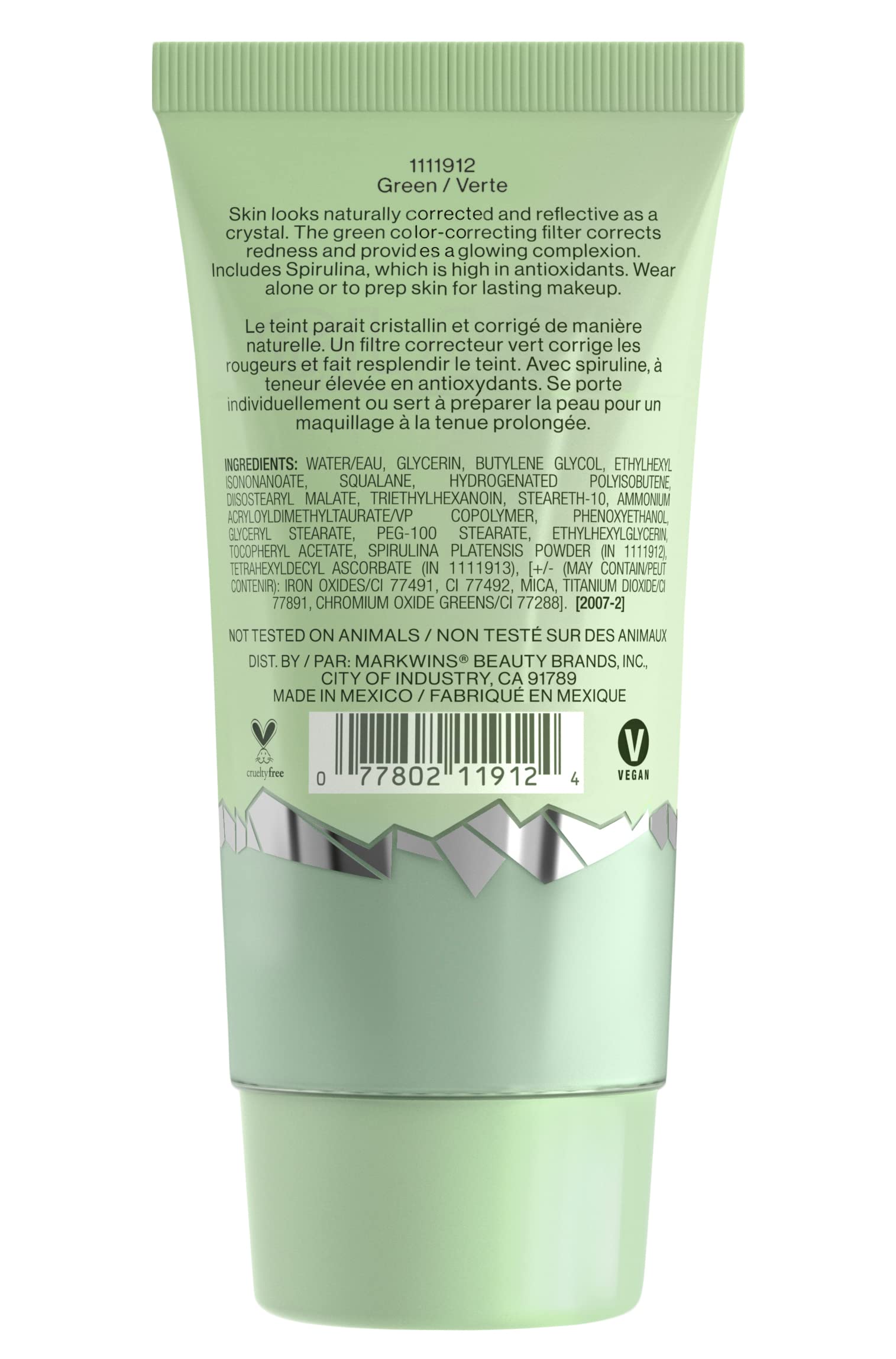 wet n wild Prime Focus Glass Skin Correct Primer Bright Crystal Finish, Green, 0.91 Fl Oz