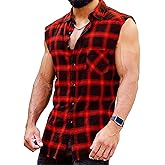JG JENNY GHOO Sleeveless Flannel Shirt Men Casual Plaid Button Down Shirts Vest