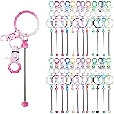 24 Pcs Beadable Keychains Bulk Kit, 12 Colorful Key Chain Making Kit, Beadable Items Bead Keychains Bulk for DIY Projects Crafts Making Supplies Mother's Day Birthday Gifts