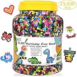 Fuse Beads, 23,000 pcs Multicolor Fuse Beads Kit for Kids Crafts, 5MM 30 Colors Melty Beads Including 3 Pegboards, 5…