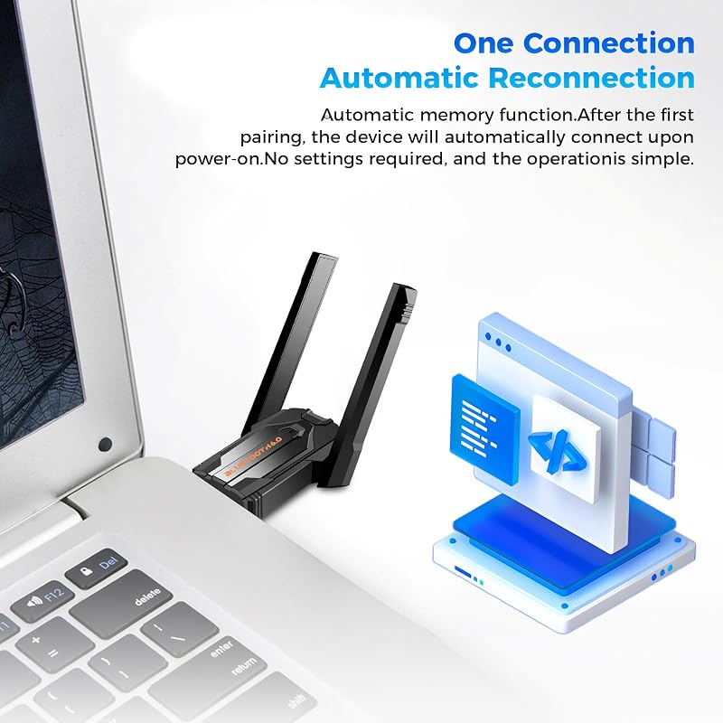 Adaptador Bluetooth 6.0 para PC, USB de larga distancia, Plug and Play, para escritorio, portátil, PC
