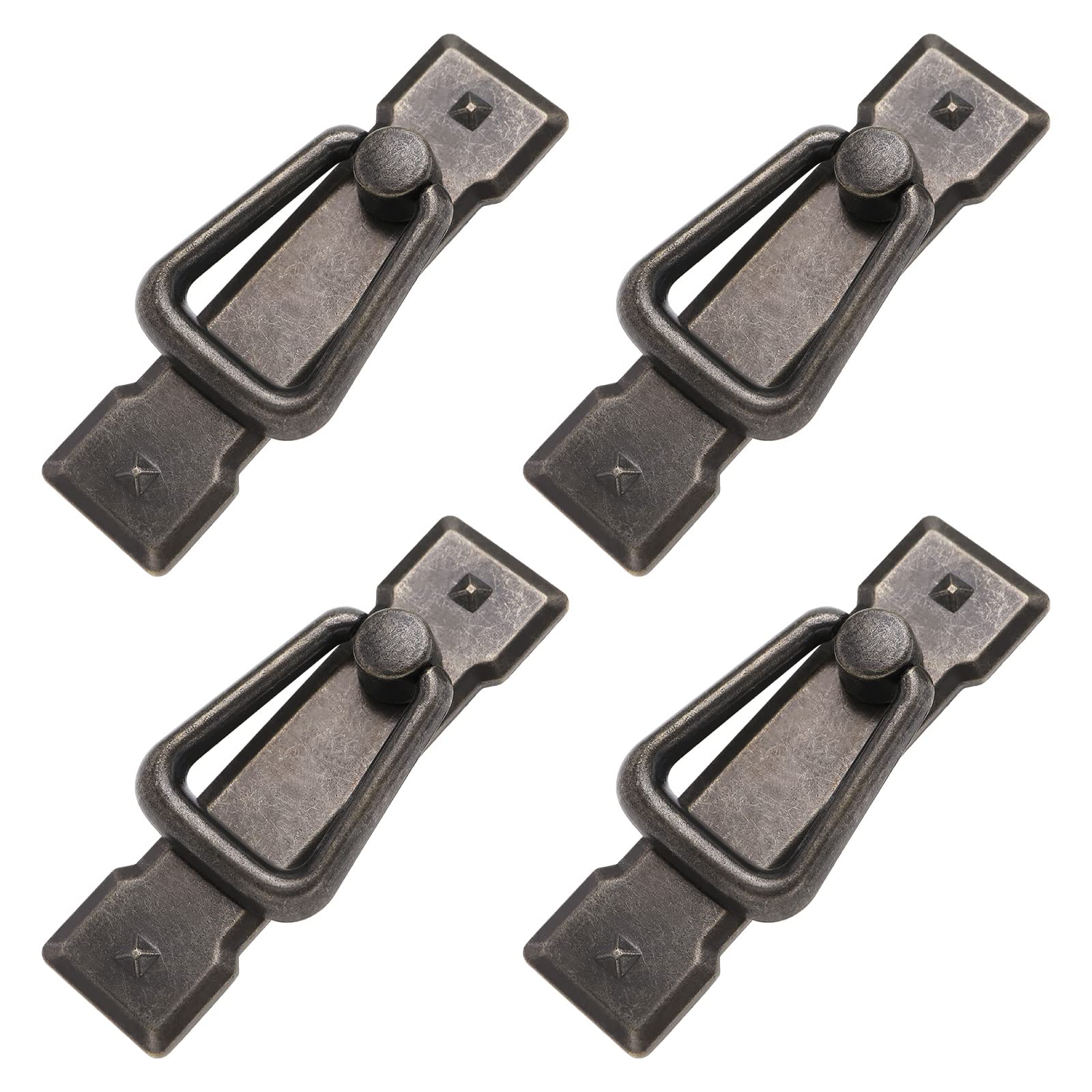 The Lord of the Tools 4Pcs Vintage Drop Handles Antique Bronze Door Ring Pull Handles Cabinet Handles Drawer Pulls for Kitchen Cabinets Dresser Drawers 95x25 mm