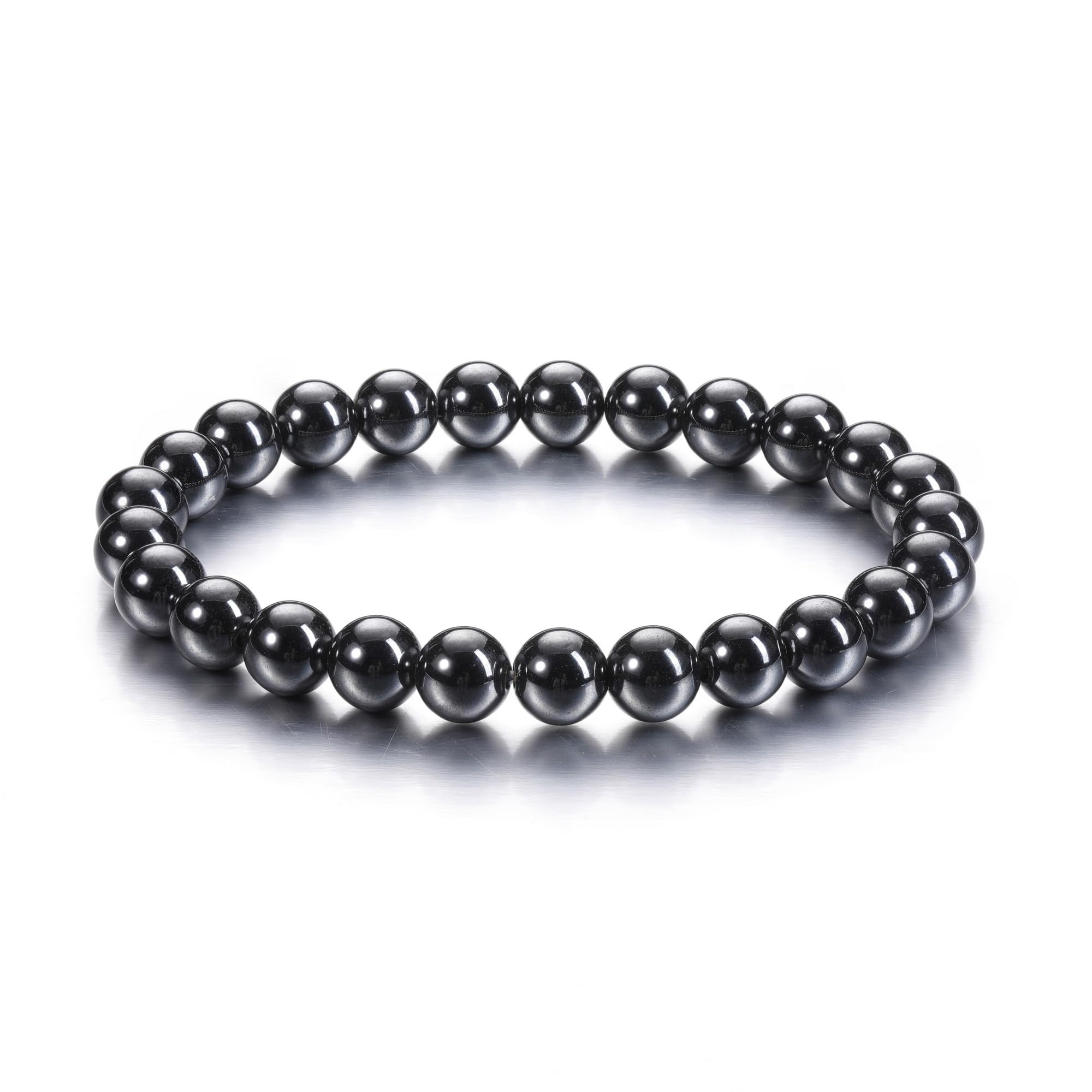 CrystalTears Hematite Healing Crystal Bracelet 6mm Natural Gemstone Bead Bracelets for Women Quartz Crystal Stone Stretch Bracelet for Her Christmas Mothers Day Gifts