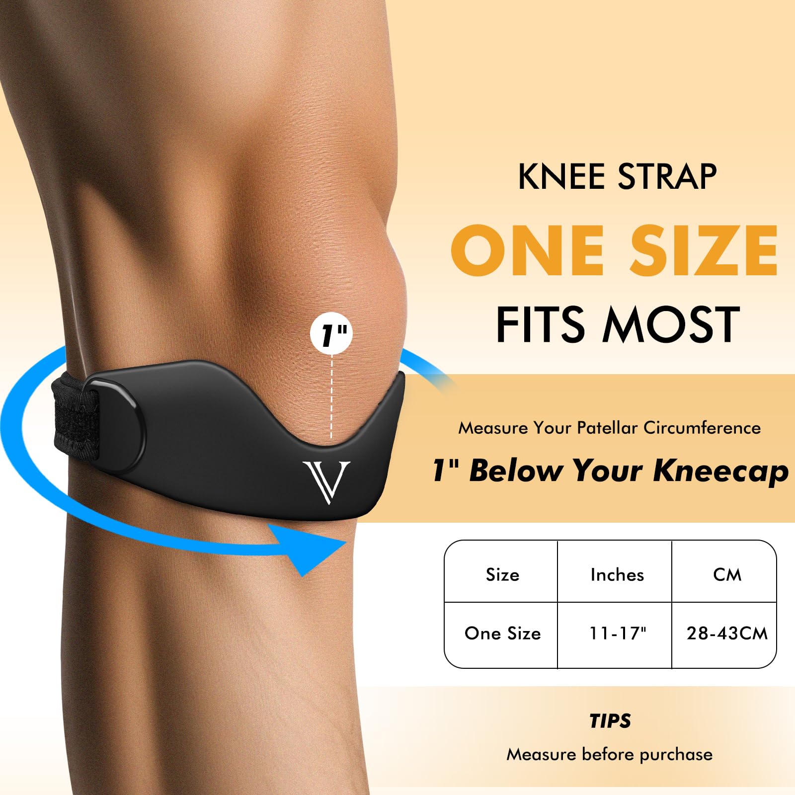 Silicone Patellar Tendon Support Strap 2-Pack, Knee Brace for Women & Men, Adjustable Non-Slip Patella Band Support for Running Basketball (Black)