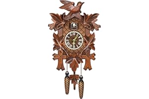 Cuckoo Clock with Working Bird Pendulum Wall Clock Wooden Cuckoo Clocks for Wall Coo Coo with Night Mode for Living Room Bedr