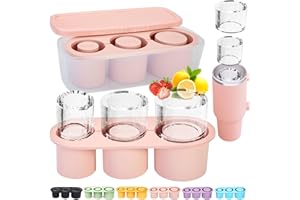 Rhewatin 1pc Tumbler Ice Tray for Stanley/Yeti/Simple Modern etc. 40oz Tumblers, Silicone Ice Cube Tray for Tumblers with Bin and Lid, Pink