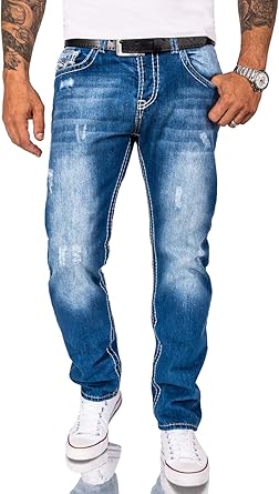 Rock Creek Men S Designer Jeans Trousers Thick Seams Vintage Blue Rc 2056 Amazon Co Uk Clothing
