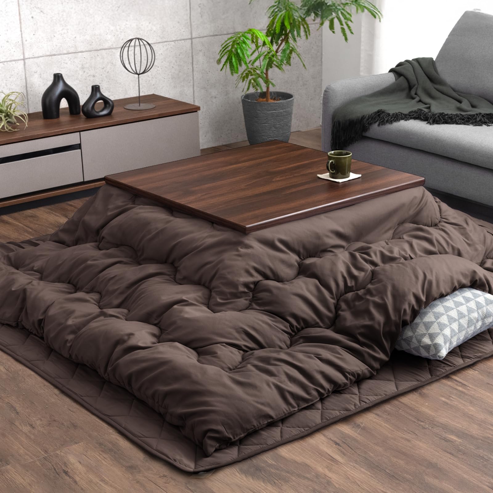 タンスのゲン こたつ 3点セット【遠赤外線で体の芯から暖まる】80×80cm 正方形 家具調 オールシーズン【こたつテーブル+掛け布団+敷布団】こたつセット 一人暮らし 省スペース 99901071(118086)商品画像