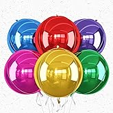 6Pcs Colorful Round Foil Balloons,Giant 4D Round Ball Balloon,22 Inch Large Balloons for Birthday Wedding Baby Shower Anniversary Engagement Party Decorations