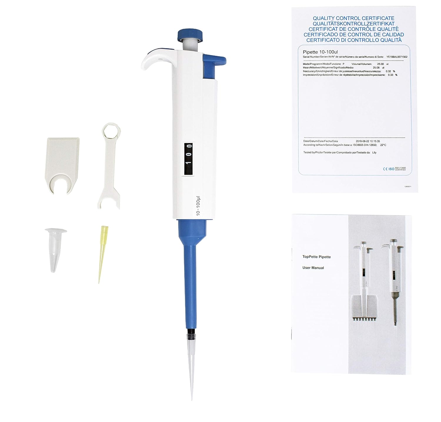 Pipettatore Da Laboratorio 100-1000μL - Micropipetta Autoclavabile Regolabile Con Certificazione ISO8655 - Foto 5