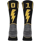 KitNSox Adult Youth Mid Calf Cushion Team Sports Number Socks for Basketball Football Baseball Gold/Black