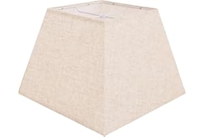 LEYINPEI Beige Lamp Shade, 8''x8''Top 13''x13''Bottom 10'' Height, Square Lampshade Replacement Lamp Shade Natural Linen Hand Crafted for Table Lamps Floor Lamps Pendent Light, Assembly Required