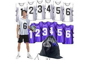 PULUOMASI Sports Pinnies-Numbered Practice Vest Pennies for Soccer Basketball Jersey Bibs -Set of 12/Youth Adults Team