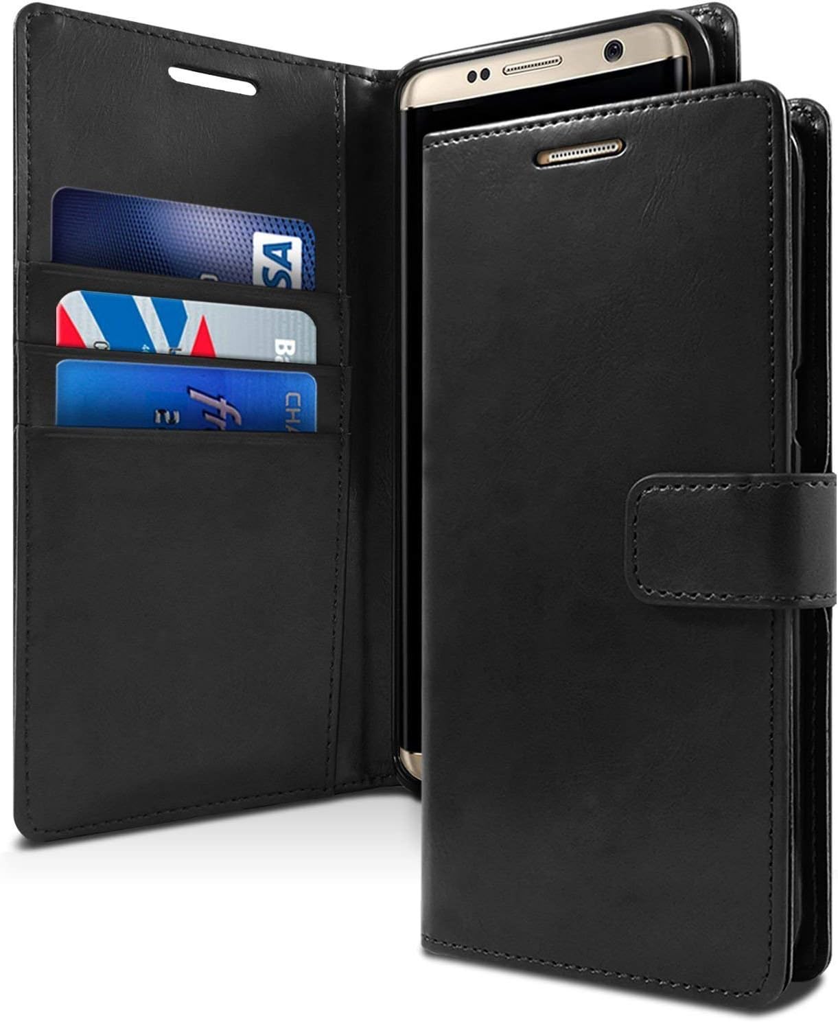 Accessories Innovator Samsung S10 Flip Case, Leather Flip Wallet Style Flip Cover for Samsung Galaxy S10 - Black