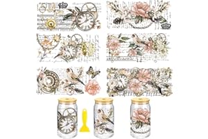 WONYI UV DTF Wrap Cup Transfer Stickers for Glasses, 6 Vintage Paris Wipe-Off Transfer Stickers, Transfer Tool Included, UV DTF Transfer Waterproof Stickers for 16 oz Libbey Glasses