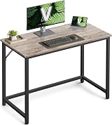 VASAGLE Computer Desk 100 x 50 x 76 cm Greige Mottled Black Steel Frame