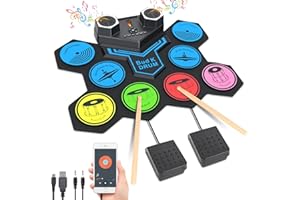 BUD K Electronic Drum Set, 9 Pads Electric Drum Set Children's Day Gift for Kids, Roll Up Drum Practice Pad with Headphone Jack, 2 Built in Speake, Best Gift Beginner, Birthday, Christmas Holiday for Kids