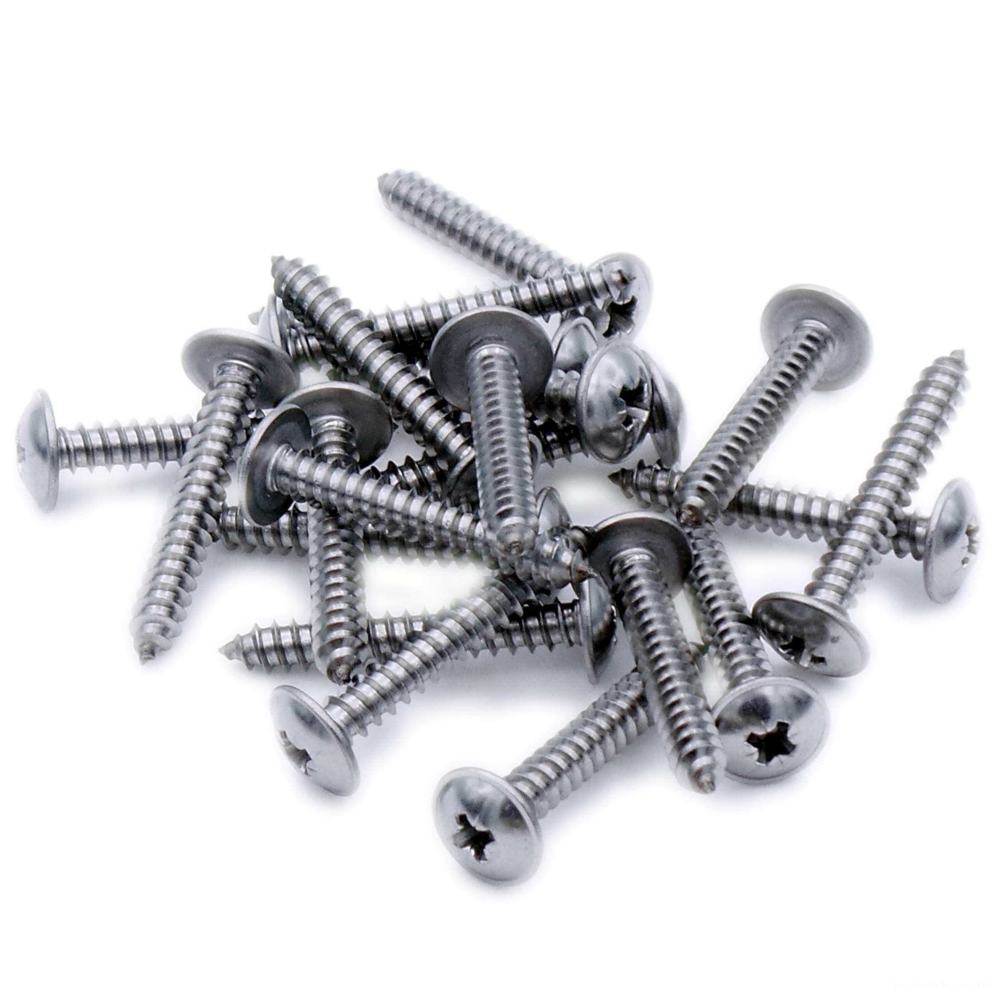 No.6 x 0.625 (3.5mm x 16mm) Pozi Flanged Self-Tapping Screw - Stainless Steel (A2) (Pack of 20)