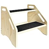 WAAYAA Wooden 2 Step Stool for Kids, Children's
