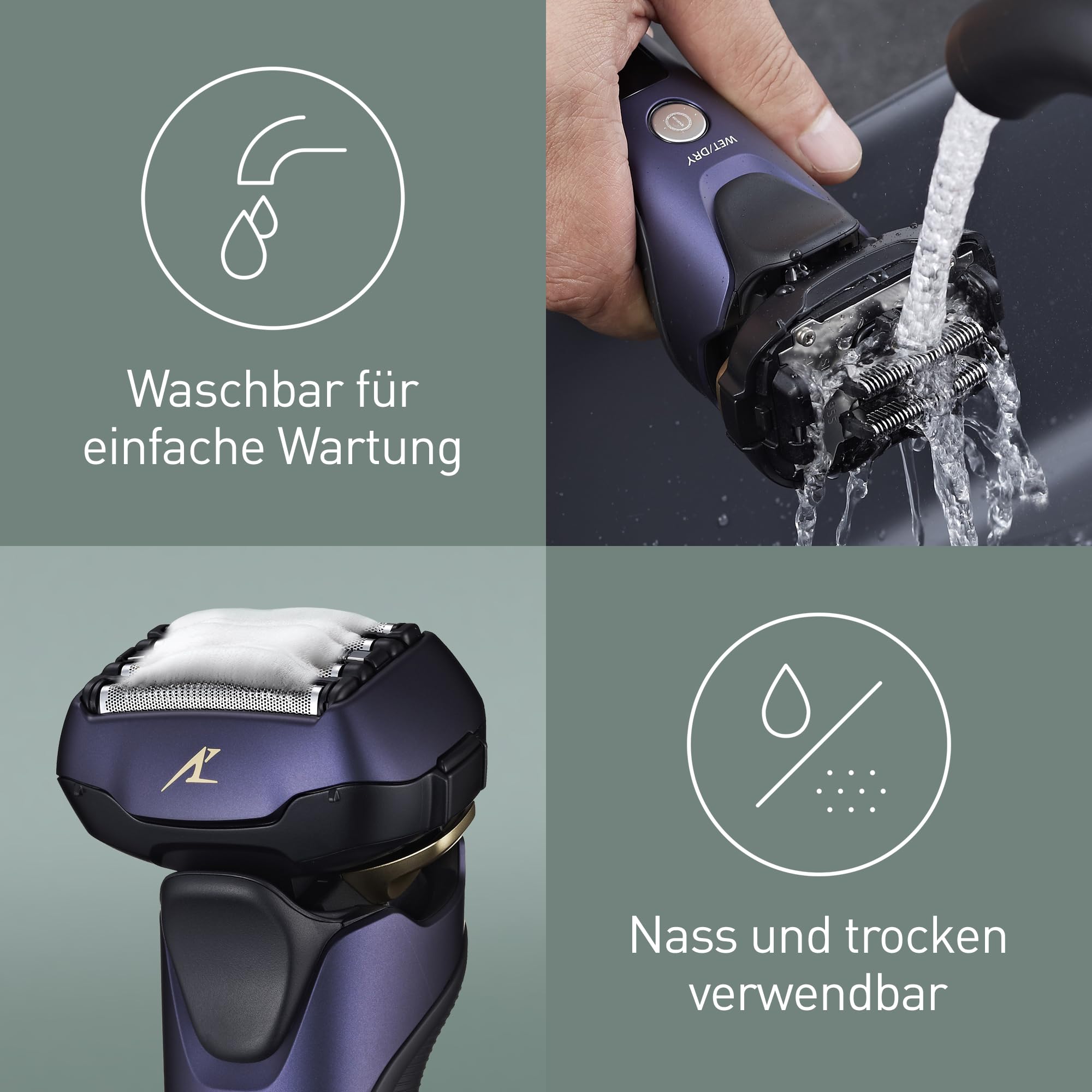 Panasonic Series 800 ES-LV67 Elektrischer Nass- & Trockenrasierer, 5-fach-Scherkopf Mit Linearmotor Und Bartsensor Technologie, Inklusive Pop-up Trimmer Und 16D-Multi-Flex-Kopf, Navy Blau 7