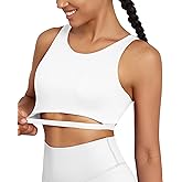 XUNYU Sports Bra for Women High Support Padded High Neck Workout Tops Cut Out Crop Top Open Back Yoga Tank Running