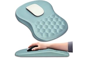 Hokafenle Ergonomic Mouse Pad Wrist Support with Massage Design, Wrist Rest Pain Relief Mousepad with Memory Foam&Non-Slip PU Base, Mouse Pads for Wireless Mouse & Desk (12x8 inch,Light Blue)