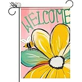 BlissYard Welcome Spring Garden Flag 12x18 Double Sided Sunflower Bee Seasonal Small Flags For Outside Outdoor Decor Yard Farmhouse Holiday Spring Summer Decorations Yard Flags