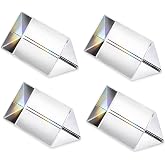 QFkris 4pcs Clear K9 Crystal Triangular Prism for Photo Rainbow Lights | Crystal Optical Prisms Glass Physics Teaching Refracted Light Spectrum Students Presents Gift,50mm/2inch