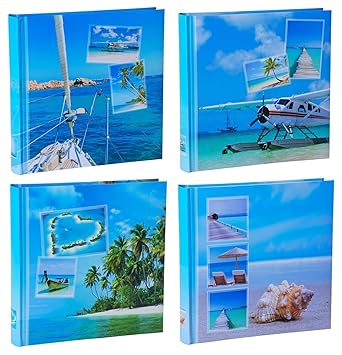 WELLGRO® 4er Set Jumbo Fotoalbum Beaches - für Insgesamt bis zu 1600 Fotos 10x15-30 x 30 cm (HxB) - 100 Seiten Pro Album