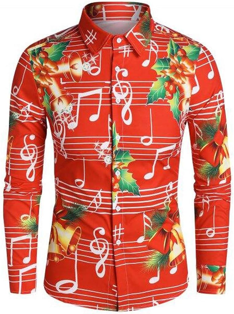 Weihnachtshemd Herren Langarm - 3D Druck Slim Fit Bügelfrei
