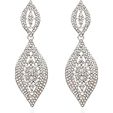 Canboer Elegant Rhinestone Dangle Earrings Crystal Wedding Bridal Long Dangling Drop Earrings Chandlier Earrings for Women Bridesmaid