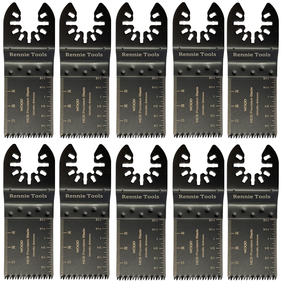 Pack of 10 x 34mm Wide Coarse Oscillating Multi Tool Blades/Wood Cutter Saw Blades Set Compatible with Dremel Fein Multimaster Makita Stanley Worx Dewalt Multi Tool Etc Oscillating Multitool Blade