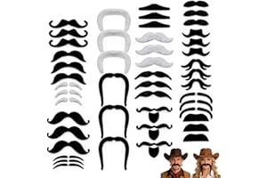 48-Piece Self-Adhesive Moustache Collection – Assorted Styles for Costume Styling, Stage Use and Photography