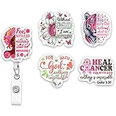 (5Pcs) Luke 1 37 for with God Nothing Shall Be Impossible Holographic Christian Badge Reels, Inspirational Retractable ID Holder Clip for Nurse Teacher Student Office Worker