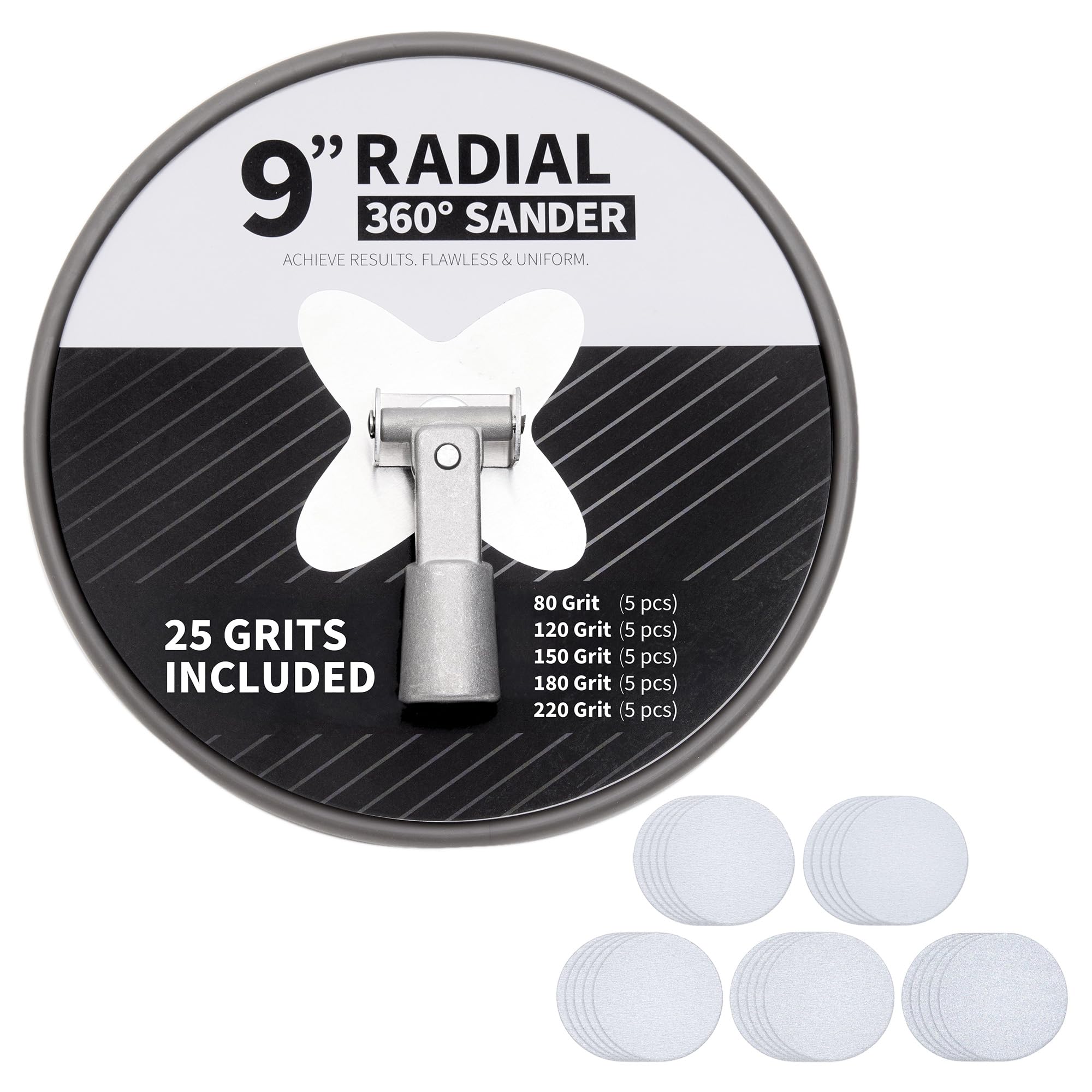Photo 1 of Precision Defined 9-Inch Hook & Loop Sandpaper Pack Orbital Sander Pads, Drywall Sanding Screens, Aluminum Oxide Sandpaper (80, 120, 150, 180, 220) for Wood, Drywall