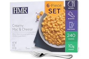 HMR Creamy Mac and Cheese Entrée | Pre-packaged Lunch or Dinner to Support Weight Loss | Ready to Eat | Vegetarian | 10g of Protein | Low Calorie Food | 8oz Serving per Meal | Pack of 6