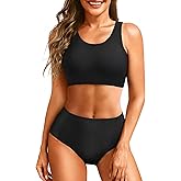 Tempt Me Women Two Piece High Waisted Bikini Set Sporty Swimsuits Bathing Suit with Bottom for Teen Girls