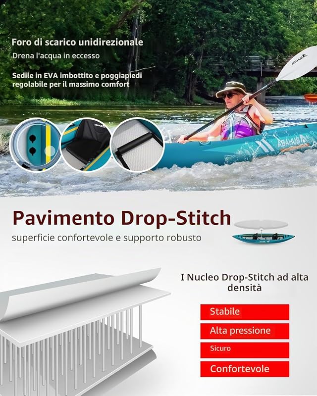 420cm Kayak Gonfiabile 2 Persona 2 Posti 420x89x23cm