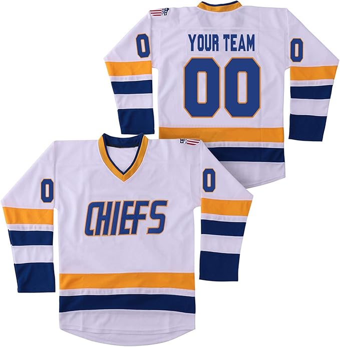 Custom Women's Hockey Jersey White Stitched Chiefs Hanson Brothers